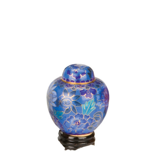 [814 AB] Azure Blue Cloisonné Miniature Urn